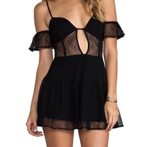 For Love & Lemons off-shoulder lace dress